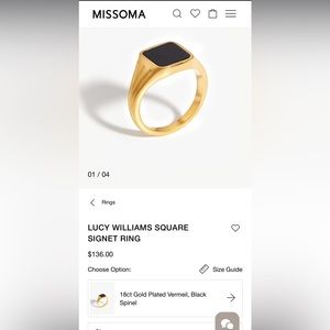 Missoma Signet Ring Size 6